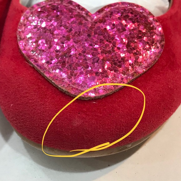 Gymboree Red ballet flats with pink glitter heart - Picture 6 of 6